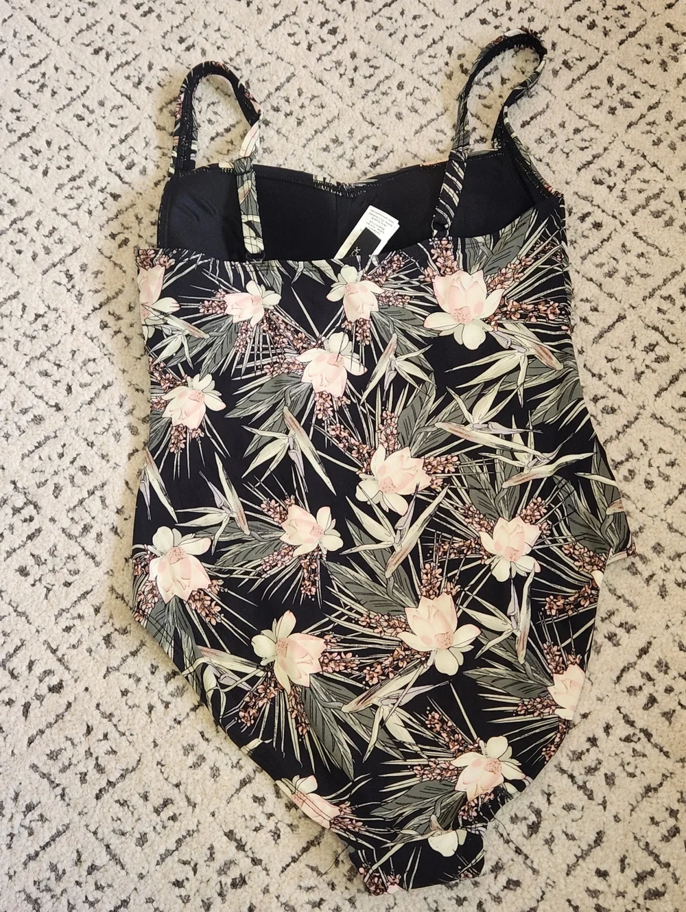 Nip Tuck Twist Front Flower One Piece Swimsuit Joanne Fern Gully Black Pink 6